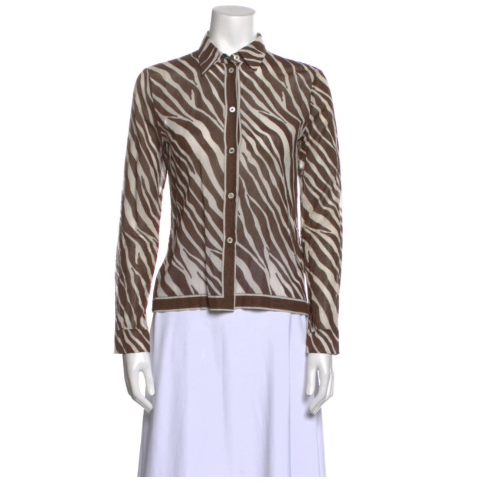 Michael Kors Animal Print Long Sleeve Button UP